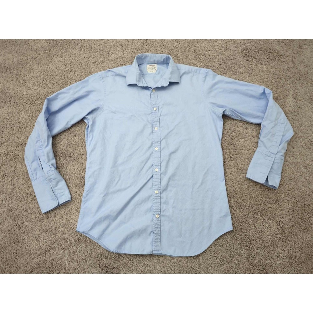 T M Lewin Dress Shirt Mens 17 Blue Button Up Luxury Slim Fit Business Casual